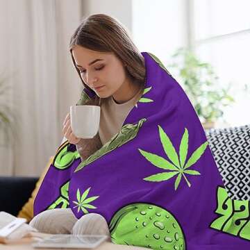 Lightweight Flannel Blanket for Men Boys, Compatible with Alien Cannabis Pattern, Small Large Warmer Fall Throw Blanket, Cute Fleece Blanket for Couch Bed Sofa Chair, Queen King Size Blankets