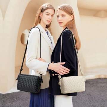 Sumrains Woven Crossbody Bags for Women: Vegan Leather Purse - Handwoven Small Handbag- Trendy Shoul...