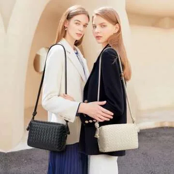 Sumrains Woven Crossbody Bags for Women: Vegan Leather Purse - Handwoven Small Handbag- Trendy Shoul...