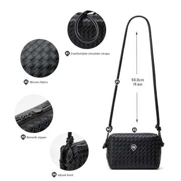 Sumrains Woven Crossbody Bags for Women: Vegan Leather Purse - Handwoven Small Handbag- Trendy Shoulder Bag (Black)
