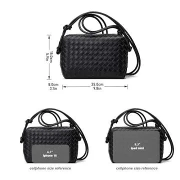 Sumrains Woven Crossbody Bags for Women: Vegan Leather Purse - Handwoven Small Handbag- Trendy Shoulder Bag (Black)