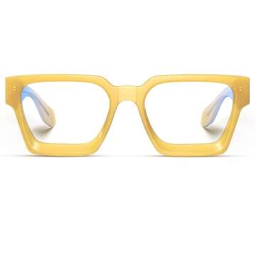 VISOONE Blue Light Blocking Glasses with TR97 Rectangle Frame and Chic Preppy Look for Women Men RIVER