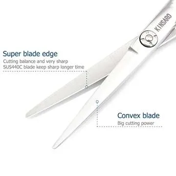 Barber Scissors 5.75" Hair Shears Professional Hair Scissors Hair Cutting Scissors Sharp Haircut Shears Convex blade Razor Edge 440c Barber Shears KINSARO