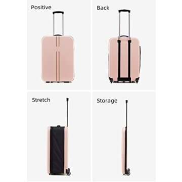 Gujuja 1 Pack Collapsible Carry On Luggage Robust and Durable Suitcases with Wheels Travel Suitcase for 20 Inch