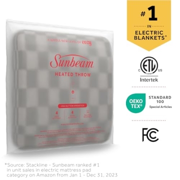 Sunbeam Heated Throw Blanket with Foot Pockets & Auto Shut-Off