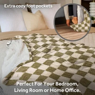 Sunbeam Heated Throw Blanket with Foot Pockets & Auto Shut-Off