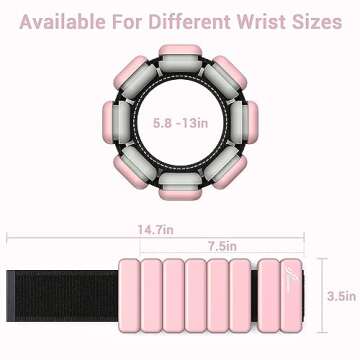 Sportneer Wrist Weights - 1 Pair (2 LBS Each) | Adjustable Wearable Weights Silicone Wrist Bangles for Women | Yoga, Dance, Barre, Pilates, Zumba, Swimming, Cardio, Aerobics, Gym (Pink)