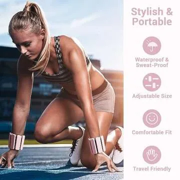 Sportneer Wrist Weights - 1 Pair (2 LBS Each) | Adjustable Wearable Weights Silicone Wrist Bangles for Women | Yoga, Dance, Barre, Pilates, Zumba, Swimming, Cardio, Aerobics, Gym (Pink)