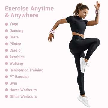 Sportneer Wrist Weights - 1 Pair (2 LBS Each) | Adjustable Wearable Weights Silicone Wrist Bangles for Women | Yoga, Dance, Barre, Pilates, Zumba, Swimming, Cardio, Aerobics, Gym (Pink)