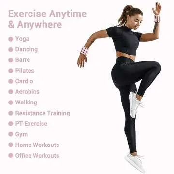 Sportneer Wrist Weights - 1 Pair (2 LBS Each) | Adjustable Wearable Weights Silicone Wrist Bangles for Women | Yoga, Dance, Barre, Pilates, Zumba, Swimming, Cardio, Aerobics, Gym (Pink)