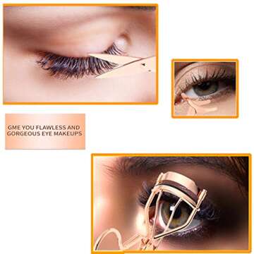 Arroyner 5 Pieces Eyelash Applicator Tool False Eyelashes Applicator Eyebrow Curler Eyebrow Scissors (Rose Golden)