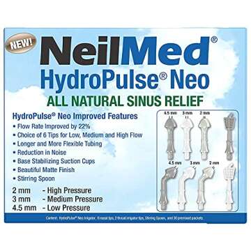 NeilMed HydroPulse Neo. Multi-Speed Electric Pulsating Nasal Sinus Irrigation System with 30 Sinus Rinse Premixed Packets.