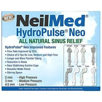 NeilMed HydroPulse Neo. Multi-Speed Electric Pulsating Nasal Sinus Irrigation System with 30 Sinus Rinse Premixed Packets.