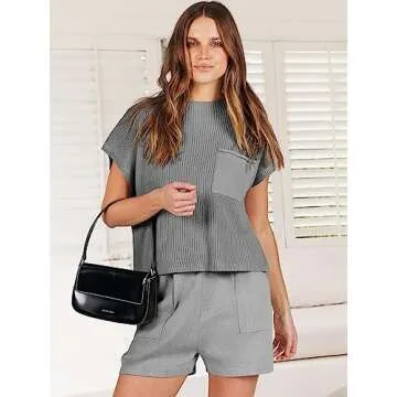 Stylish ANRABESS Two Piece Summer Knit Outfit for Women