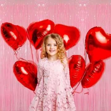 GOER Candy Pink Metallic Tinsel Foil Fringe Curtain 3.2 x 8.2 ft