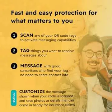 Lost Item Labels | Secure, Private Messaging Tags for Recovering Personal Items | QR Smart Labels for Travel, Everyday & Family Belongings Like Passports, Wallets, Toys | Safeguard Personal Info (24)