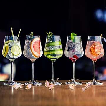 Hicarer 31 Set Wine Glass Charms Funny Wine Charms for Stem Charms for Glasses Mixed Markers Charms with Gold Rings for Summer Christmas Wedding Tasting Party Decorations