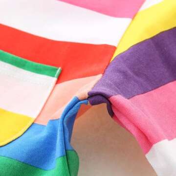 HILEELANG Toddler Girls Long Sleeve Dress Cotton Casual Fall Autumn Rainbow Stripe Jersey Shirt Dresses 4T