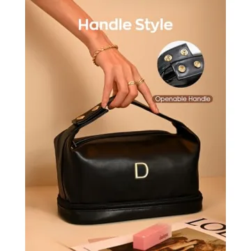 Vogewood Graduation Gifts for Her: Personalized Makeup Bag with Handle, Double Layer Cosmetic Organi...