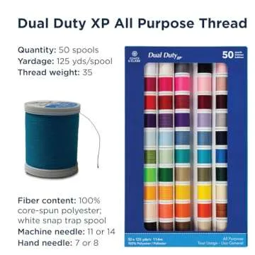 Coats & Clark Dual Duty XP General Purpose Sewing Thread Set, 50 Spool Multicolor Assortment