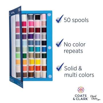 Coats & Clark Dual Duty XP General Purpose Sewing Thread Set, 50 Spool Multicolor Assortment
