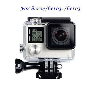 Suptig Replacement Waterproof Case Protective Housing for GoPro Hero 4, Hero 3+, Hero 3 Accessories Action Camera for Underwater Use - Water Resistant up to 147ft (45m)