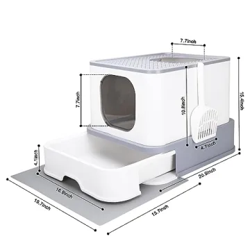 RIZZARI Foldable Cat Litter Box Large Enclosed with Lid