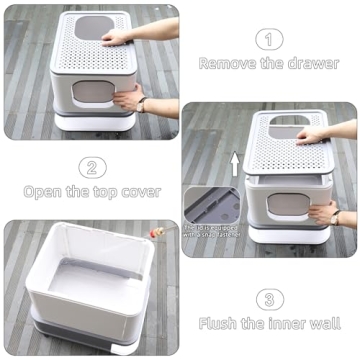 RIZZARI Foldable Cat Litter Box Large Enclosed with Lid