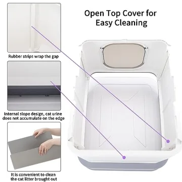 RIZZARI Foldable Cat Litter Box Large Enclosed with Lid
