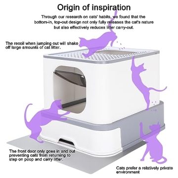 RIZZARI Foldable Cat Litter Box Large Enclosed with Lid