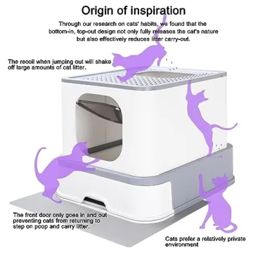 RIZZARI Foldable Cat Litter Box Large Enclosed with Lid