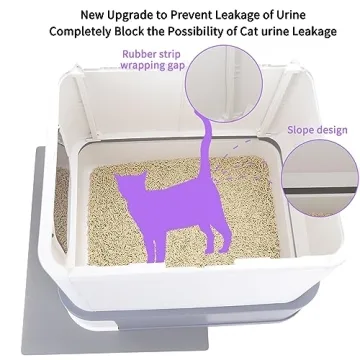 RIZZARI Foldable Cat Litter Box Large Enclosed with Lid