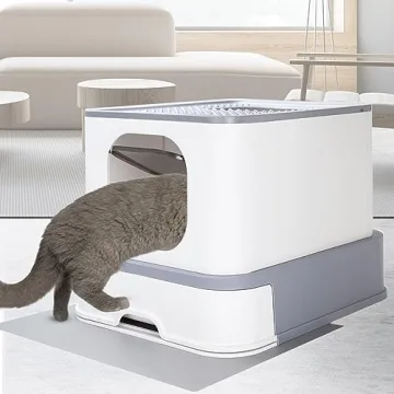 RIZZARI Foldable Cat Litter Box Large Enclosed with Lid