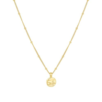 gorjana Women's Shorebreak Pendant Necklace, 18K Gold Plated, Ocean Coin Charm w/Wave Texture