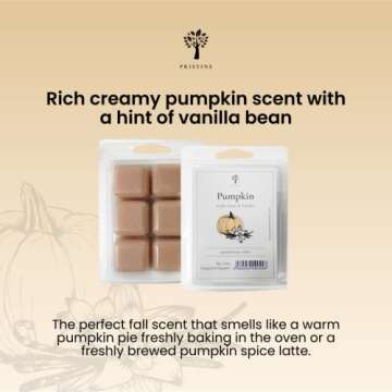 PRISTINE Scented Wax Melts Wax Cubes and Candles Set with Tea Light Wax Warmer + Top 4 Popular Scentsy Soy Wax Melts, Pumpkin, Lavender, Cilantro, Coconut | Come with FREE 1 Wax Burner and 2 Tealights