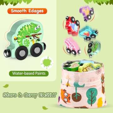 Zeoddler Toys for Toddlers, 11 Magnetic Wooden Animals Train Set, Montessori Toys for Toddlers, Learning Activities, Sensory Toys for Kids, Birthday Gifts for Boys, Girls