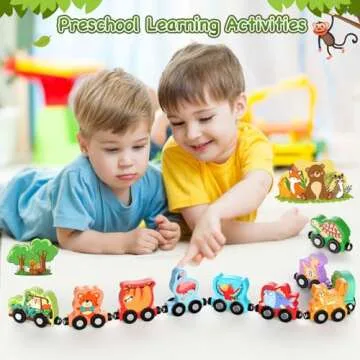 Zeoddler Toys for Toddlers, 11 Magnetic Wooden Animals Train Set, Montessori Toys for Toddlers, Learning Activities, Sensory Toys for Kids, Birthday Gifts for Boys, Girls