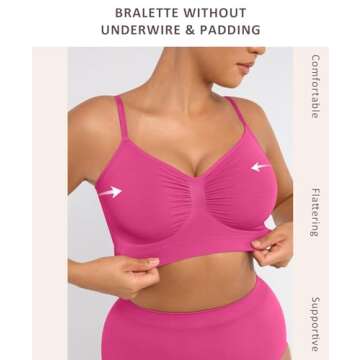 FeelinGirl Seamless Bras for Women No Underwire Stretchy and Lift Lightly Lined T-Shirt Bra Pink Small