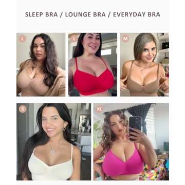 FeelinGirl Seamless Bras for Women No Underwire Stretchy and Lift Lightly Lined T-Shirt Bra Pink Small