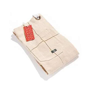 Caldo Linen Kitchen Apron for Cooking- Mens and Womens Linen Bib Apron for Professional Chef, Server, or Barista- Adjustable with Pockets (Bone)