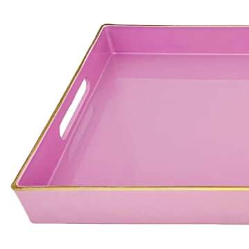 Henilosson Serving Tray with Handles, Modern Decorative Tray for Coffee Table, Plastic Rectangular T...