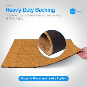 PLUS Haven Coco Coir Door Mat with Heavy Duty Backing, Natural 2-Pack Doormat, 17.5”x30” Size, Easy to Clean Entry Mat, Beautiful Color and Sizing for Outdoor and Indoor uses, Home Décor
