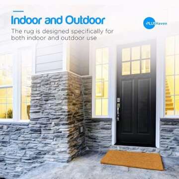 PLUS Haven Coco Coir Door Mat with Heavy Duty Backing, Natural 2-Pack Doormat, 17.5”x30” Size, Easy to Clean Entry Mat, Beautiful Color and Sizing for Outdoor and Indoor uses, Home Décor