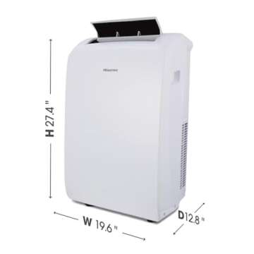 Hisense 7000-BTU DOE (115-Volt) White Vented Wi-Fi enabled Portable Air Conditioner 3 modes (Cooling, Fan, Dehumidifier), Remote, Noise level 49 dB, Cools 300-sq ft - AP0722CW1W (Renewed)