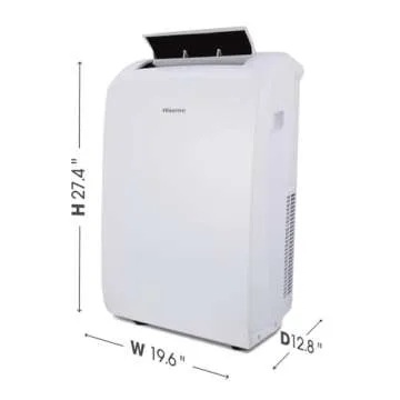 Hisense 7000-BTU DOE (115-Volt) White Vented Wi-Fi enabled Portable Air Conditioner 3 modes (Cooling, Fan, Dehumidifier), Remote, Noise level 49 dB, Cools 300-sq ft - AP0722CW1W (Renewed)