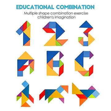 Wooden Montessori Puzzle Blocks Colorful Tangrams Sorting and Stacking Jigsaw STEM Early Learning Travel Game Educational Gift for Kid Toddlers Boys Girls Age 3+(120 Pieces and 60 Cards in Iron Box)