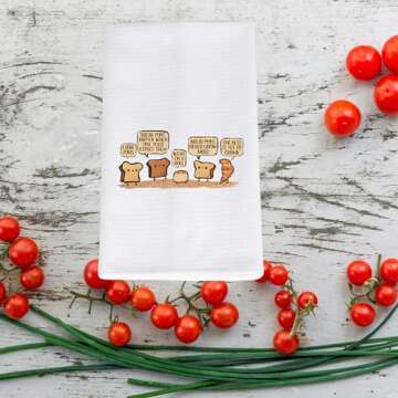 JNIAP Funny Bread Pun Towel Bread Lover Gift Pastry Chef Gift Bread Theme Gift (Bread Pun Towel)