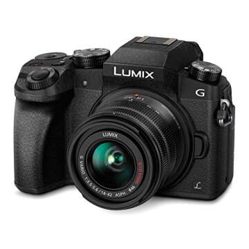 Panasonic LUMIX G7 4K Digital Camera, with LUMIX G VARIO 14-42mm Mega O.I.S. Lens, 16 Megapixel Mirrorless Camera, 3-Inch LCD, DMC-G7KK (Black)