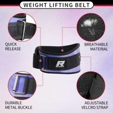 RitFit Weight Lifting Belt for Women - Extra Wide 6" Back Support, Perfect for Workouts and Weightli...
