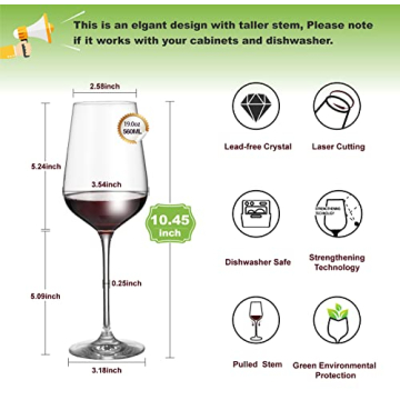 AILTEC Wine Glasses Set of 6 - Elegant Crystal Glassware Gift